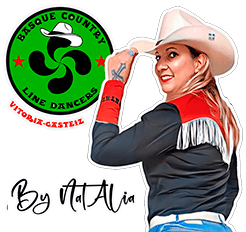 Ilustración de NatAlia con el logo de BCLD Basque Country Line Dancers